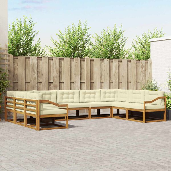 vidaXL Set vanjskih sofa s jastukom 9 pcs Prirodna i krem