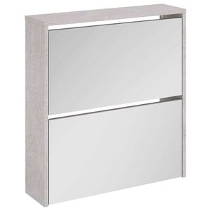 vidaXL Ormarić za cipele s ogledalom 2 razine boja betona 63x17x67 cm