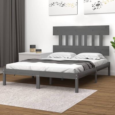 vidaXL Okvir za krevet od masivnog drva sivi 180 x 200 cm veliki
