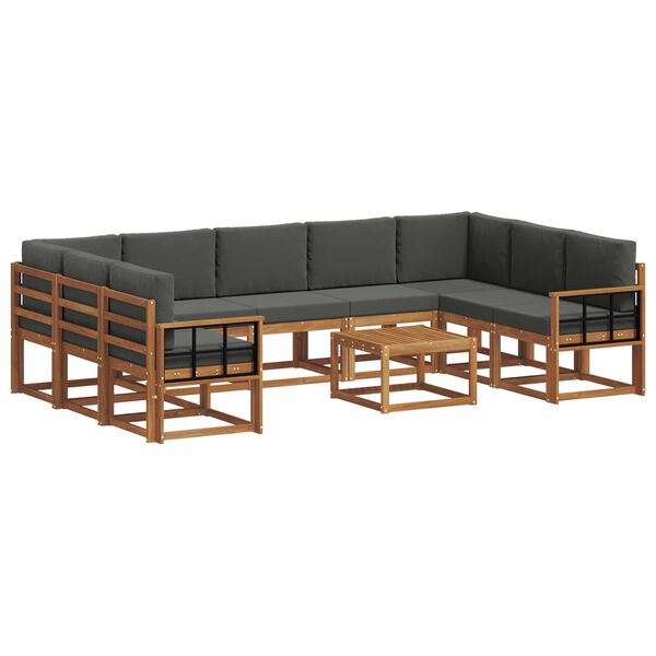 vidaXL Set vanjskih sofa s jastukom 10 pcs Prirodna i antracit