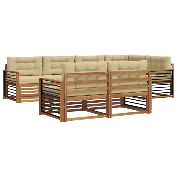 vidaXL Set vanjskih sofa s jastukom 7 pcs Prirodna i bež