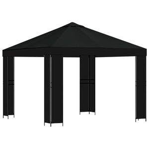 vidaXL Gazebo 3 x 3 m Crna Poliester i čelik 190 gsm