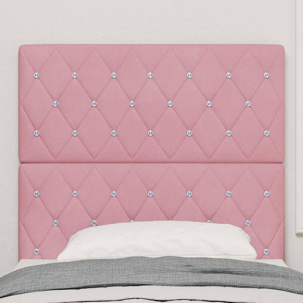 vidaXL LED glava kreveta S LED lampica Ružičasta 100 cm Poliester