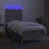 vidaXL Krevet box spring s madracem LED svjetlosivi 100x200 cm tkanina