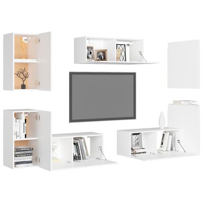 vidaXL 7-dijelni set TV ormarića bijeli od iverice
