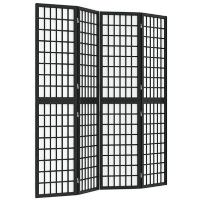 vidaXL Sklopiva sobna pregrada 4 panela japanski stil 160x170 cm crna