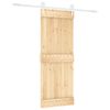 vidaXL Klizna vrata Prirodna i bijela 80 x 210 cm Čvrsta borovina