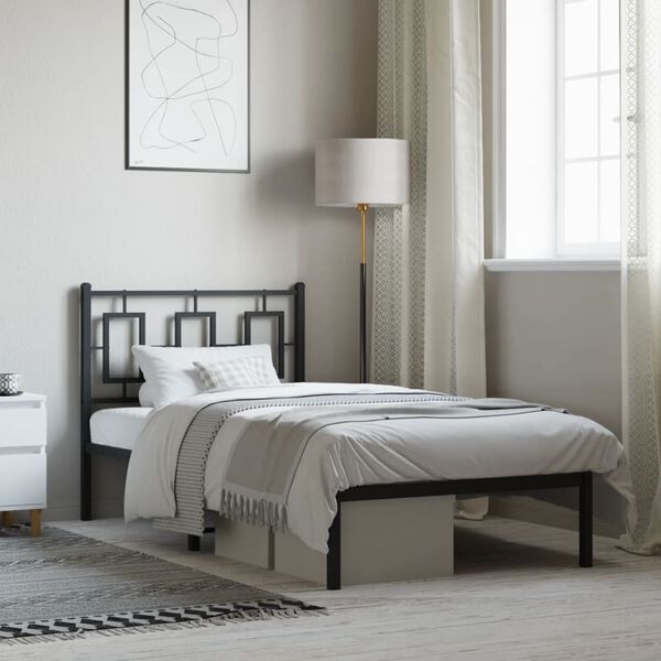 vidaXL Metalni okvir za krevet s uzglavljem crni 90x200 cm