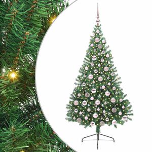 vidaXL Umjetno predsvijetljeno božićno drvce Zelena 180 cm PVC