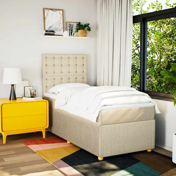 vidaXL Krevet s oprugama i madracem krem 90 x 190 cm od tkanine