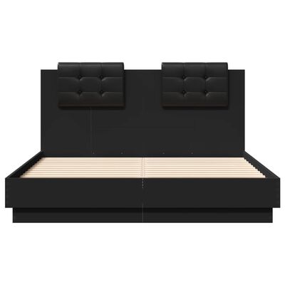 vidaXL Okvir kreveta s uzglavljem crni 135x190 cm konstruirano drvo