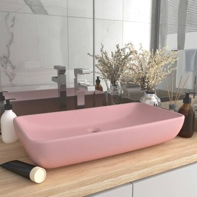 vidaXL Luksuzni pravokutni umivaonik mat ružičasti 71x38 cm keramički