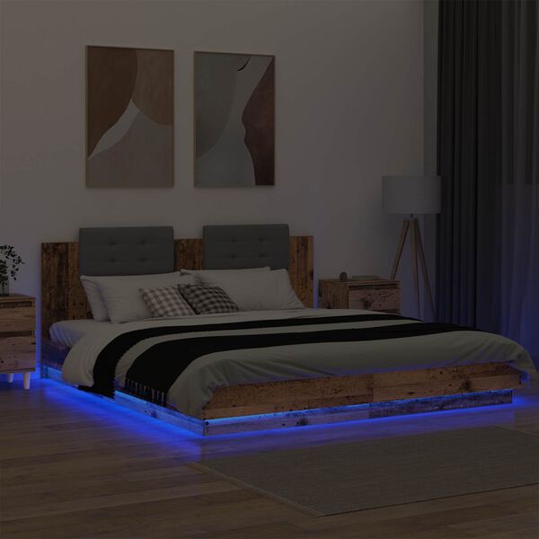 vidaXL Okvir kreveta s uzglavljem s uzglavljem Staro drvo 180 x 200 cm