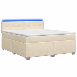 vidaXL Krevet s box springom, madracem i LED-om Krem 140 x 200 cm