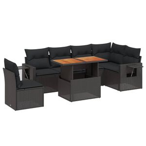 vidaXL 7-dijelni set vrtnih sofa od poliratana s jastucima crni