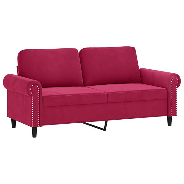 vidaXL 2-dijelni set sofa s jastucima crvena boja vina baršunasti
