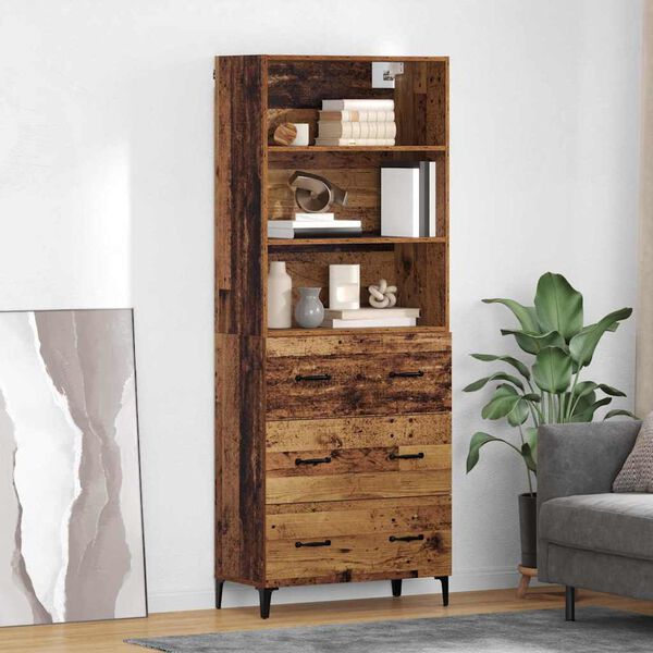 vidaXL Highboard Staro drvo 69,5 x 34 x 180 cm Konstruirano drvo