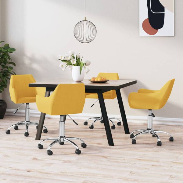 vidaXL Okretne blagovaonske stolice 4 kom žute od tkanine