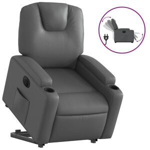 vidaXL Električni naslonjač na podizanje od umjetne kože siva