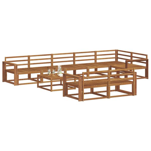 vidaXL Set vanjskih sofa 9 pcs Prirodna Čvrsto drvo akacije