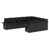vidaXL 10-dijelni set vrtnih sofa s jastucima crni od poliratana