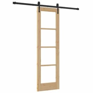vidaXL Klizna vrata Prirodna 61 x 198,5 cm Masivna borovina i staklo