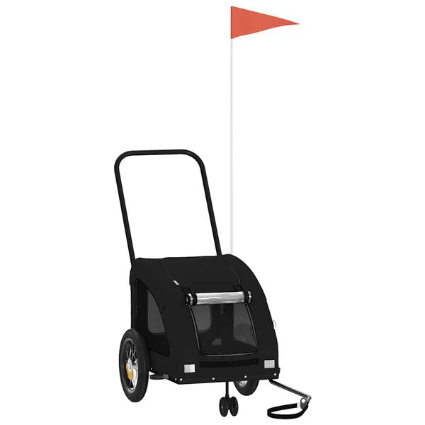 vidaXL Prikolica za bicikl za ljubimce crna od tkanine i željeza