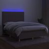 vidaXL Krevet box spring s madracem LED smeđesivi 140x200 cm tkanina