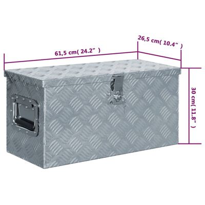 vidaXL Aluminijska kutija 61,5 x 26,5 x 30 cm srebrna