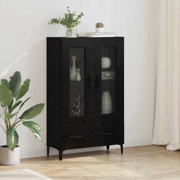 vidaXL Highboard Crni hrast 70 x 31 x 115 cm Obrađeno drvo i čelik