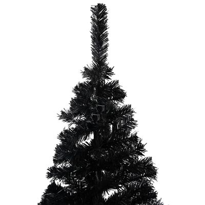 vidaXL Umjetno osvijetljeno božićno drvce s kuglicama crno 120 cm PVC