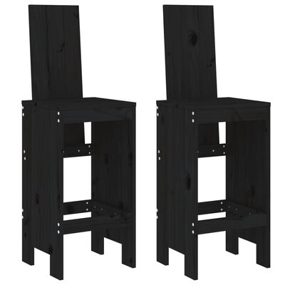 vidaXL Barski stolci 2 kom crni 40 x 42 x 120 cm od masivne borovine