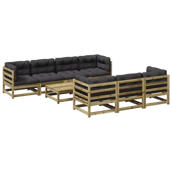 vidaXL 8-dijelni set vrtnih sofa s jastucima od impregnirane borovine