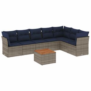 vidaXL 8-dijelni set vrtnih sofa od poliratana s jastucima sivi