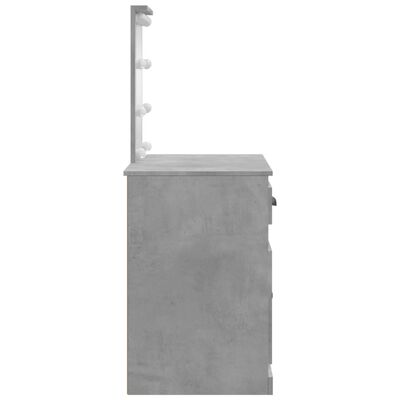vidaXL Toaletni stolić s LED svjetlima siva boja betona 90x42x132,5 cm