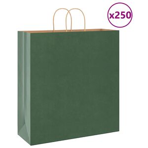 vidaXL Papirnate vrećice 250 kom s ručkama zelene 45x17x48 cm