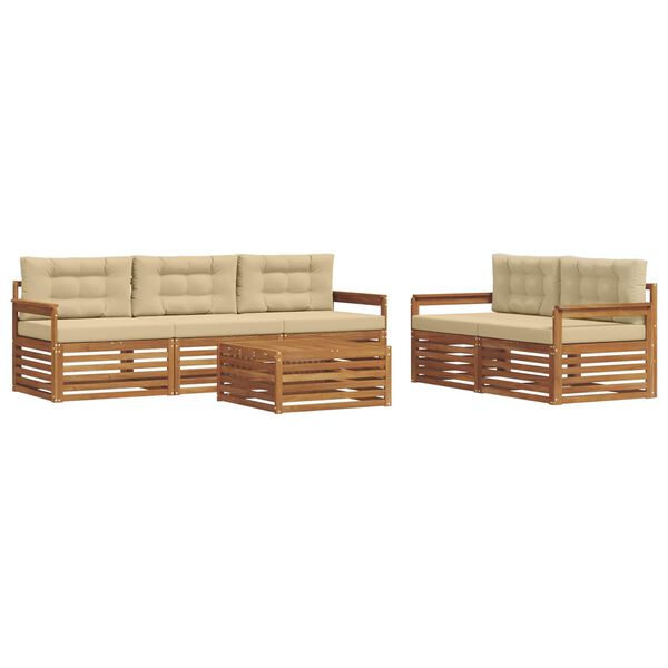 vidaXL Set vanjskih sofa s jastukom 6 pcs Prirodna i bež