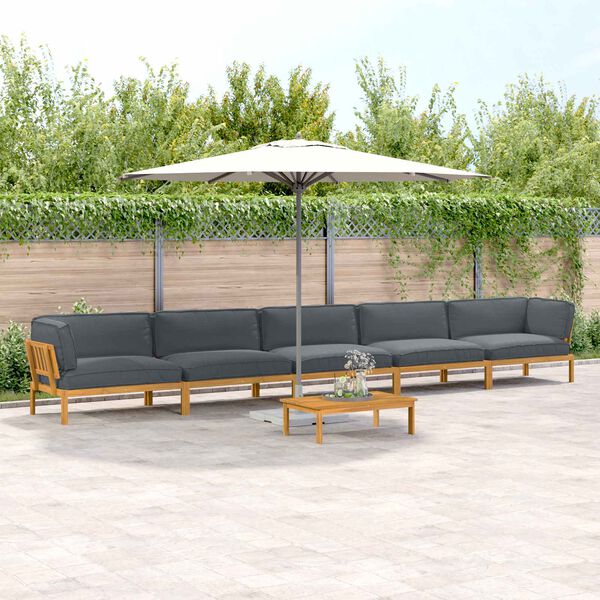 vidaXL Set sofe s jastukom 6 pcs Antracit Čvrsto drvo akacije