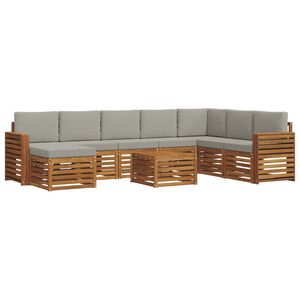 vidaXL Set vanjskih sofa s jastukom 9 pcs Prirodna i svijetlo siva