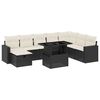 vidaXL 9-dijelni set vrtnih sofa s jastucima crni od poliratana