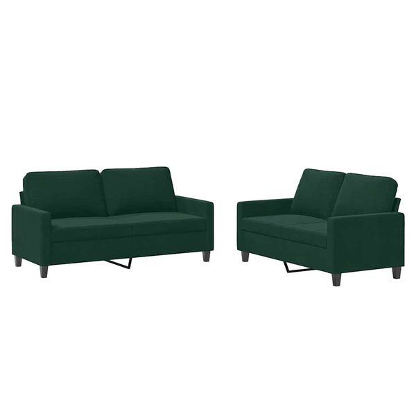 vidaXL 2-dijelni set sofa s jastucima tamnozeleni baršunasti