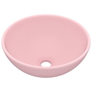 vidaXL Luksuzni okrugli umivaonik mat ružičasti 32,5 x 14 cm keramički