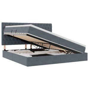 vidaXL Krevet s prostorom za pohranu s LED-om Tamno siva 200 x 200 cm