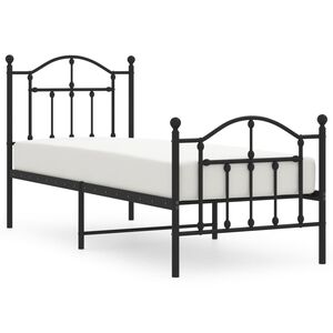 vidaXL Metalni okvir kreveta uzglavlje i podnožje crni 75x190 cm