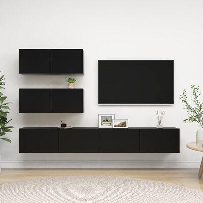 vidaXL 4-dijelni set TV ormarića od iverice crni