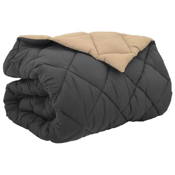 vidaXL Zimska pokrivača Antracit i taupe 200 x 200 cm Mikrovlakna