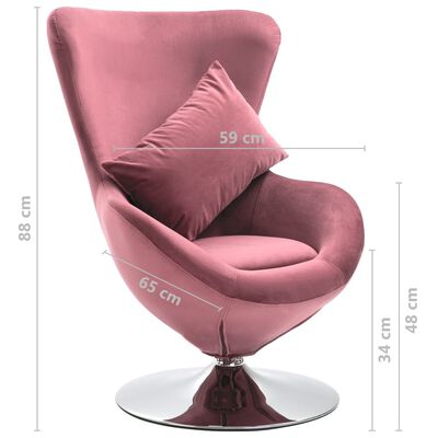 vidaXL Okretna jajolika stolica s jastukom ružičasta baršunasta