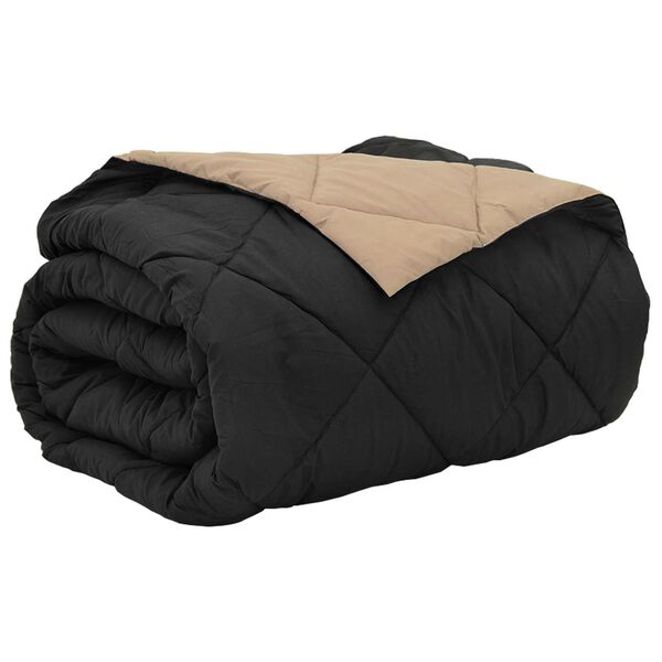 vidaXL Ljetni pokrivač Crna i taupe 240 x 260 cm Mikrovlakna