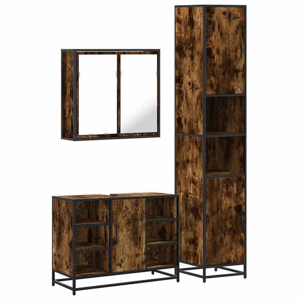 vidaXL 3-dijelni set kupaonskog namje&scaron;taja boja hrasta drveni