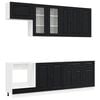 vidaXL Kuhinjska jedinica KALMAR 8 pcs Crna Konstruirano drvo